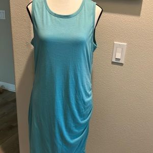 BTFBM turquoise sleeveless t-shirt dress rusded on side NWT P2P 18 24 length 1